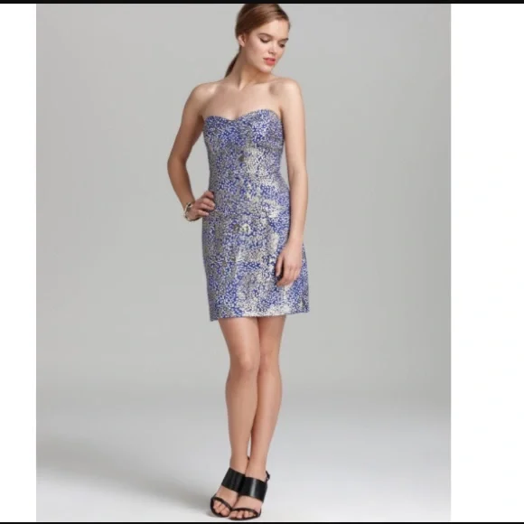 Milly | Dresses | Milly Strapless Corset Dress In Gold And Grape | Poshmark